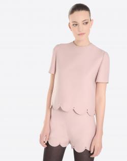 Pre Owned Valentino Wild Rose Crepe Couture Scalloped Top S