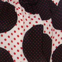 Pre Owned Valentino Avorio/Nero/Rosso Polka Dot Printed Silk Top M
