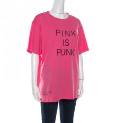 Pre Owned Valentino Shadow Pink Pink Is Punk Printed Cotton Crew Neck Oversized T-Shirt XL