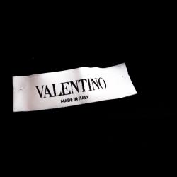 Pre Owned Valentino Black Lace Panels Scalloped Hem Rockstud Knit Dress M