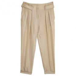 Pre Owned Valentino Beige Bowembellished Straightleg Silk Pants M