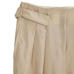 مملوكة مسبقًا Valentino Beige Bowembellished Straightleg Silk Pants M