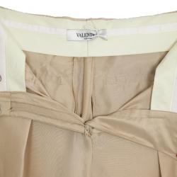مملوكة مسبقًا Valentino Beige Bowembellished Straightleg Silk Pants M