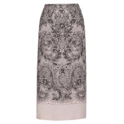 Pre Owned Valentino Two Tone Crepe de Chine Lace Print Skirt Medium / IT 42