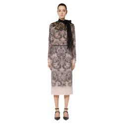 Pre Owned Valentino Two Tone Crepe de Chine Lace Print Skirt Medium / IT 42