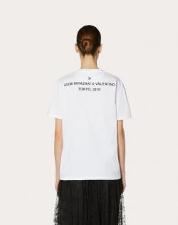 Pre Owned Valentino White Cotton Izumi Miyazaki Print with Embroidery Crew Neck T Shirt M