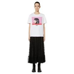 Pre Owned Valentino White Cotton Izumi Miyazaki Print with Embroidery Crew Neck T Shirt M