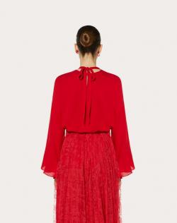 Pre Owned Valentino Red Georgette Top Medium / IT 42