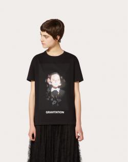 Pre Owned Valentino Black Cotton Izumi Miyazaki Print Crew Neck T Shirt L