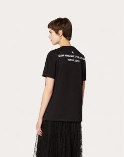 Pre Owned Valentino Black Cotton Izumi Miyazaki Print Crew Neck T Shirt L