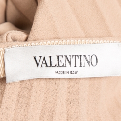 Pre Owned Valentino Nude Pink Pleated Crepe Midi Skirt M
