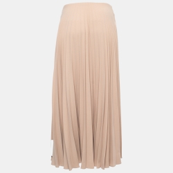 Pre Owned Valentino Nude Pink Pleated Crepe Midi Skirt M