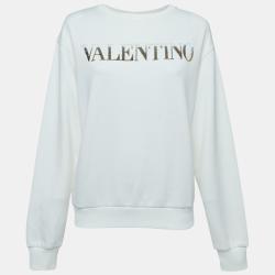 Valentino Off White Logo Sequined Cotton Jersey Sweatshirt M Valentino TLC
