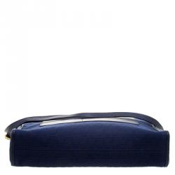 Pre Owned Valentino Blue Canvas Jacquard Eye On You Vertical Tote