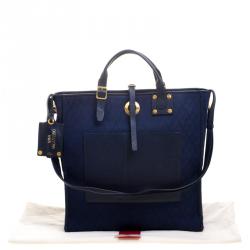 Pre Owned Valentino Blue Canvas Jacquard Eye On You Vertical Tote