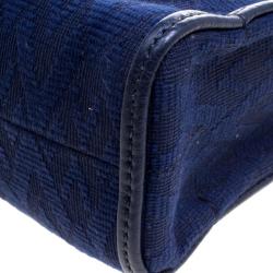 Pre Owned Valentino Blue Canvas Jacquard Eye On You Vertical Tote