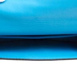 Pre Owned Valentino Blue Leather Flip Lock Flap Bag