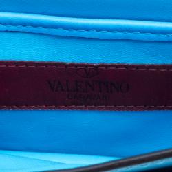 Pre Owned Valentino Blue Leather Flip Lock Flap Bag