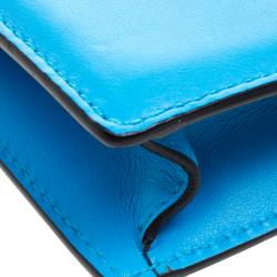 Pre Owned Valentino Blue Leather Flip Lock Flap Bag