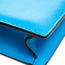 Pre Owned Valentino Blue Leather Flip Lock Flap Bag