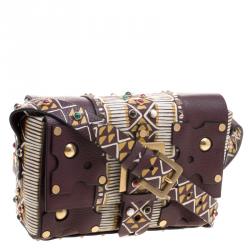 Pre Owned Valentino Burgundy Leather Painted Studs Box Bag