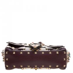 Pre Owned Valentino Burgundy Leather Painted Studs Box Bag