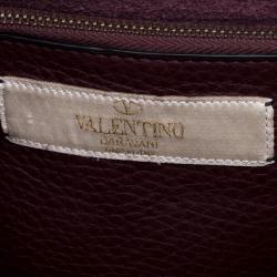 Pre Owned Valentino Burgundy Leather Painted Studs Box Bag