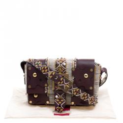 Pre Owned Valentino Burgundy Leather Painted Studs Box Bag