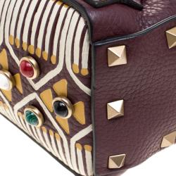 Pre Owned Valentino Burgundy Leather Painted Studs Box Bag