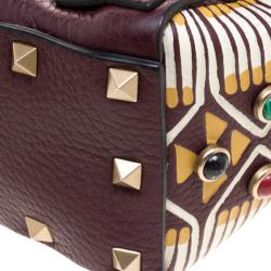 Pre Owned Valentino Burgundy Leather Painted Studs Box Bag