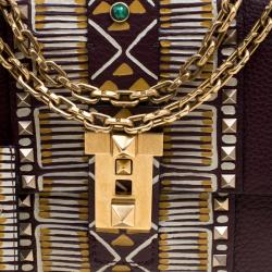 Pre Owned Valentino Burgundy Leather Painted B-Rockstud Shoulder Bag