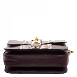 Pre Owned Valentino Burgundy Leather Painted B-Rockstud Shoulder Bag