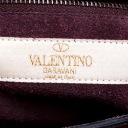 Pre Owned Valentino Burgundy Leather Painted B-Rockstud Shoulder Bag