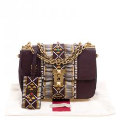 Pre Owned Valentino Burgundy Leather Painted B-Rockstud Shoulder Bag