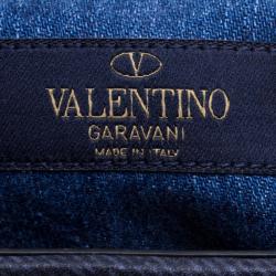Pre Owned Valentino Blue Denim Butterfly B-Rockstud Shoulder Bag