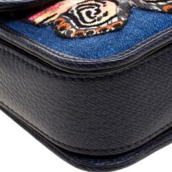 Pre Owned Valentino Blue Denim Butterfly B-Rockstud Shoulder Bag