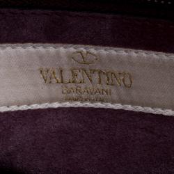 Valentino Burgundy Painted Leather My Rockstud Top Handle Bag