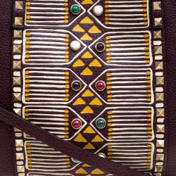 Pre Owned Valentino Burgundy Painted Leather My Rockstud Convertible Tote