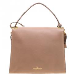 Pre Owned Valentino Brown Tribal Motif Leather My Rockstud Top Handle Bag