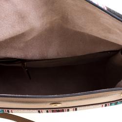 Pre Owned Valentino Brown Tribal Motif Leather My Rockstud Top Handle Bag