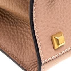 Pre Owned Valentino Brown Tribal Motif Leather My Rockstud Top Handle Bag