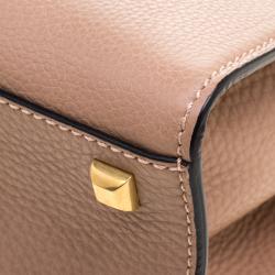 Pre Owned Valentino Brown Tribal Motif Leather My Rockstud Top Handle Bag