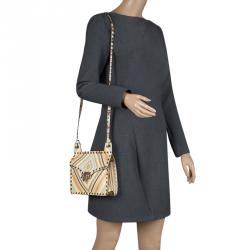 Pre Owned Valentino Multicolor Native Couture Print Leather Rockstud Shoulder Bag