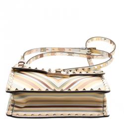 Pre Owned Valentino Multicolor Native Couture Print Leather Rockstud Shoulder Bag