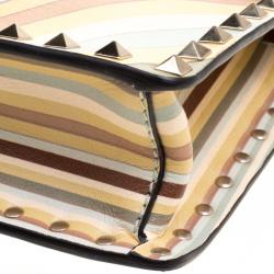 Pre Owned Valentino Multicolor Native Couture Print Leather Rockstud Shoulder Bag