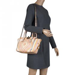 Pre Owned Valentino Multicolor Leather Small Native Couture 1975 Rockstud Tote