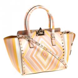 Pre Owned Valentino Multicolor Leather Small Native Couture 1975 Rockstud Tote