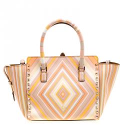 Pre Owned Valentino Multicolor Leather Small Native Couture 1975 Rockstud Tote