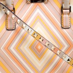 Pre Owned Valentino Multicolor Leather Small Native Couture 1975 Rockstud Tote