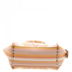 Pre Owned Valentino Multicolor Leather Small Native Couture 1975 Rockstud Tote